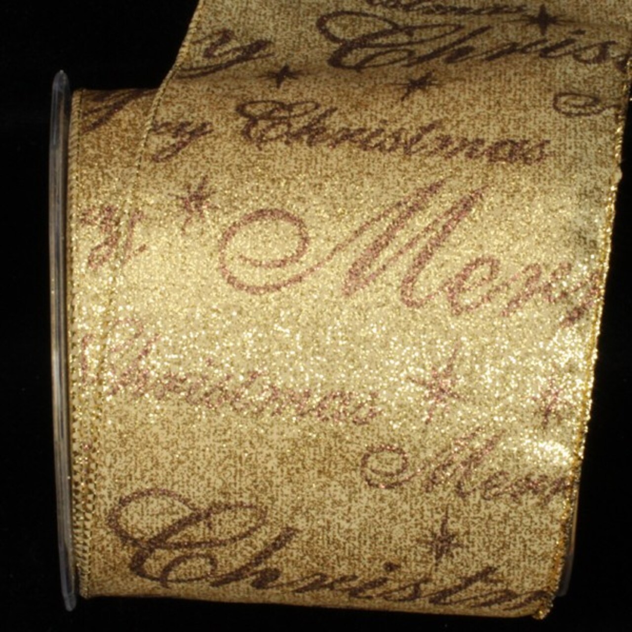 The Ribbon People Gold Merry Christmas Wired Craft Ribbon 4" x 20 Yards